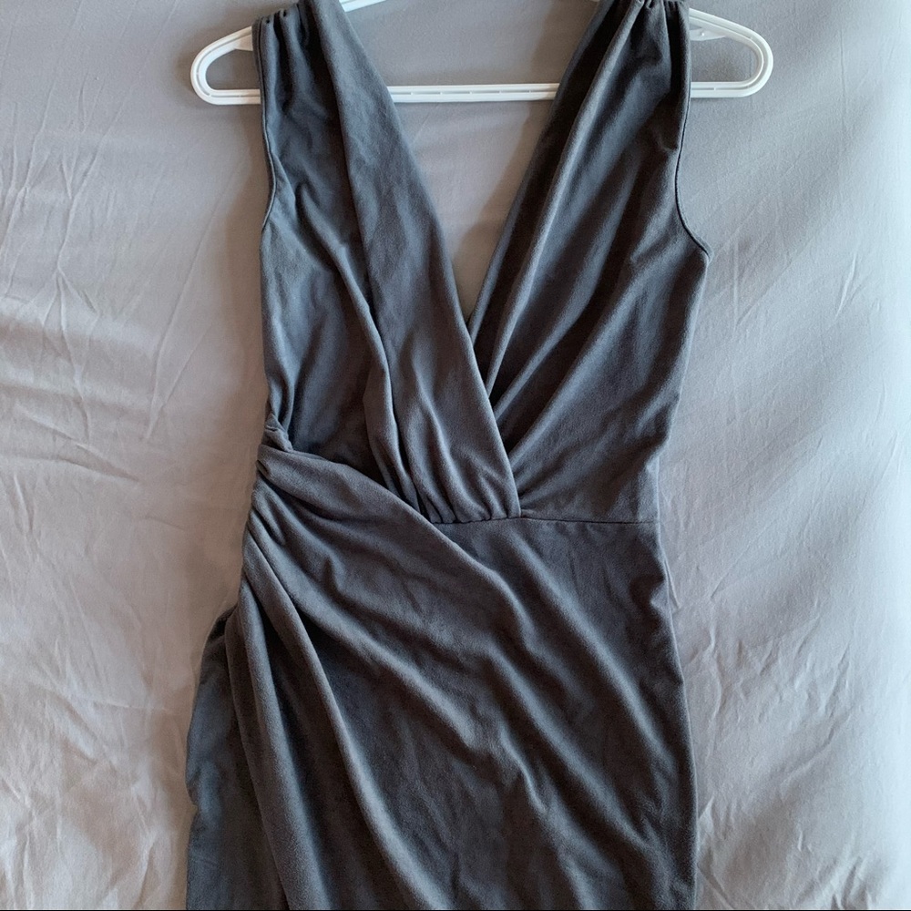 Suede midi dress on grey